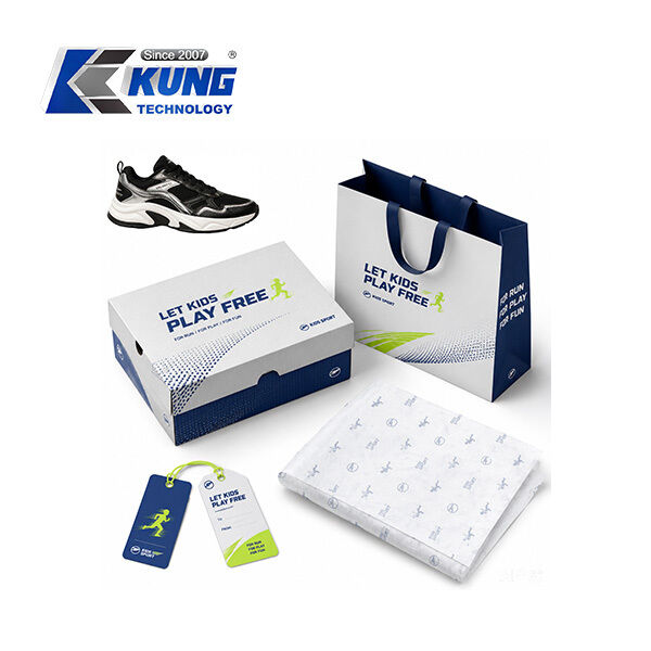 Innovative custom shoe boxes hang tags shopping bags and tissue paper for shoemaking packaging