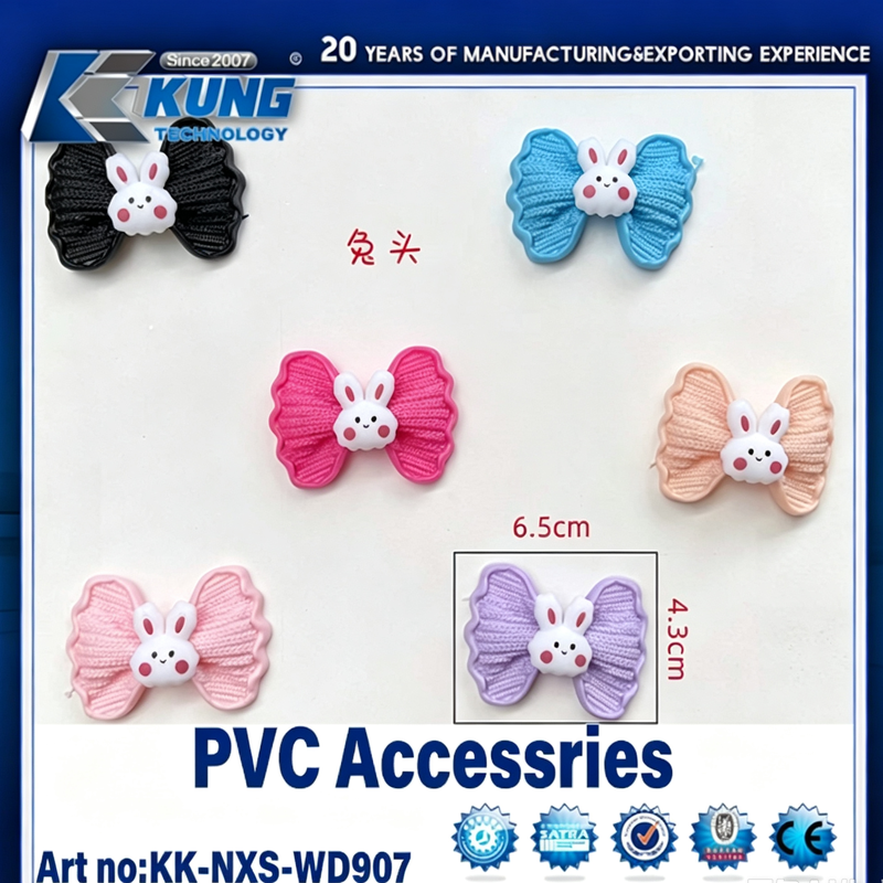 Cute Cartoon Bow PVC Shoe Ornaments Various Styles Bowknot Decorations For Footwear