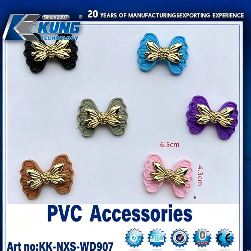Cute Cartoon Bow PVC Shoe Ornaments Various Styles Bowknot Decorations For Footwear