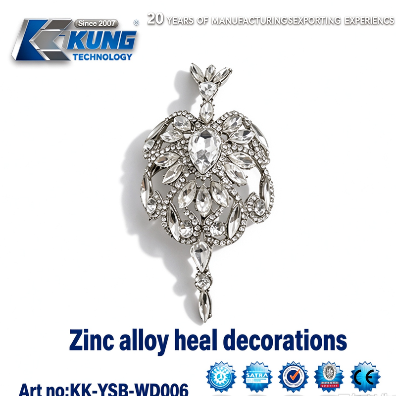 Zinc Alloy Crystal Rhinestone Heel Decorations for Ladies Wedding High Heels
