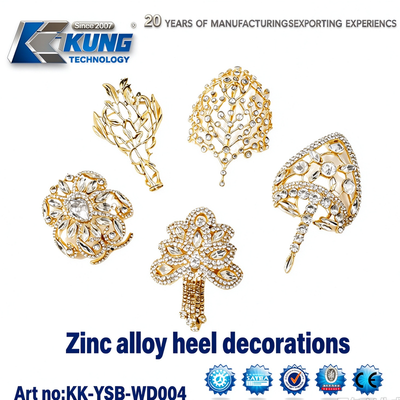 Zinc Alloy Crystal Rhinestone Heel Decorations for Ladies Wedding High Heels