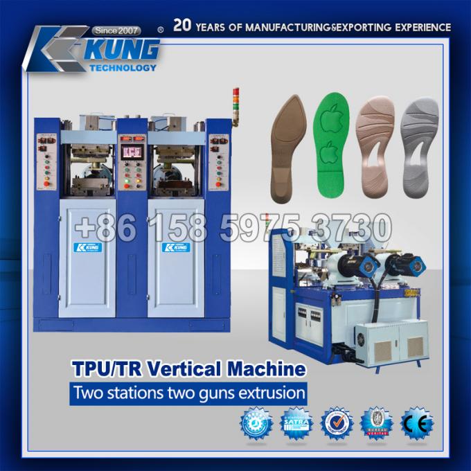 TPU TR Vertical Plastic Sole Injection Molding Machine Four Stations Two Guns 1